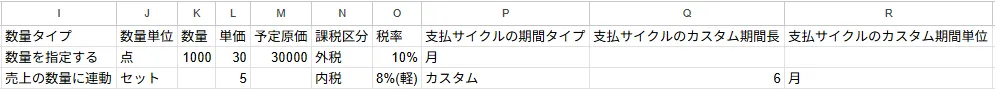 ZAC基本情報（料金原価）インポートファイル記入例（2）